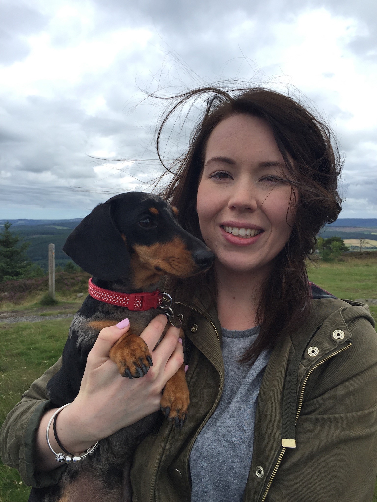 Dog Walker Jenna and her Dachshund Smudge