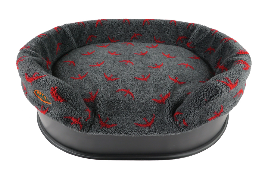 red Swift Washable Raised Dog Bed With Luxury Fleece Liner Front View