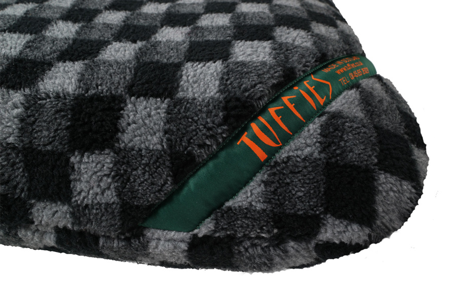 Grey Check Luxury Fleece Optional Washable Dog Bed Cover Corner View