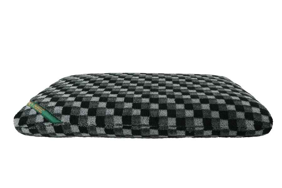 Grey Check Luxury Fleece Optional Washable Dog Bed Cover Side View