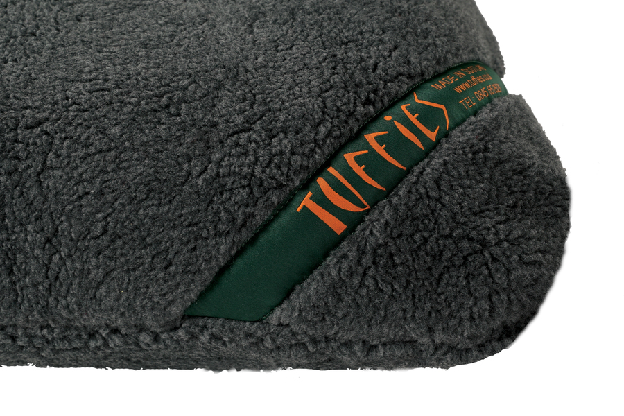 Grey Luxury Fleece Optional Washable Dog Bed Cover Corner View