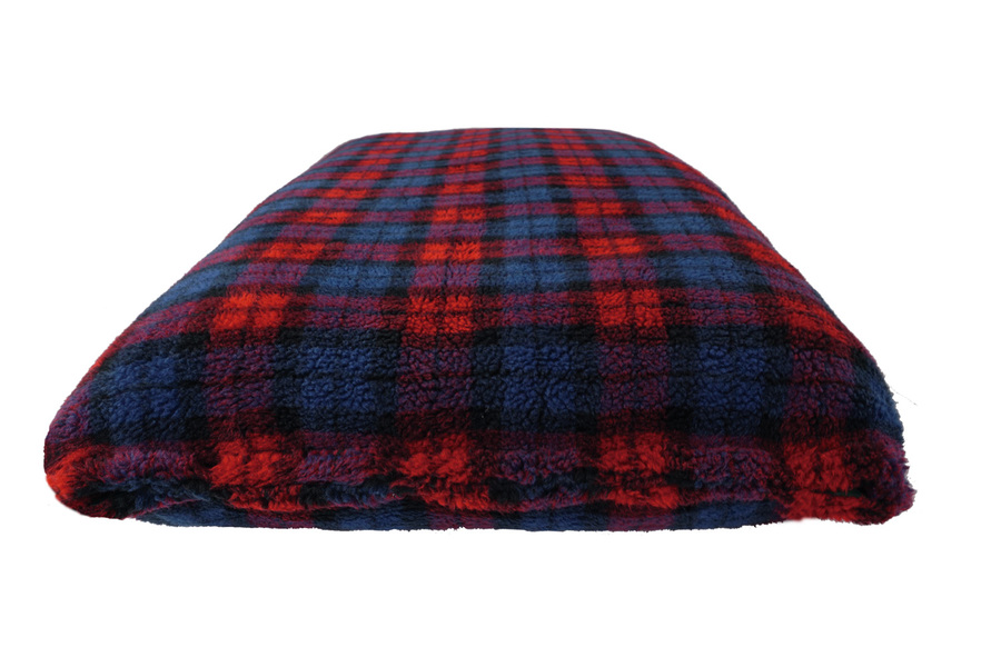 Red Tartan Luxury Fleece Optional Washable Dog Bed Cover End View