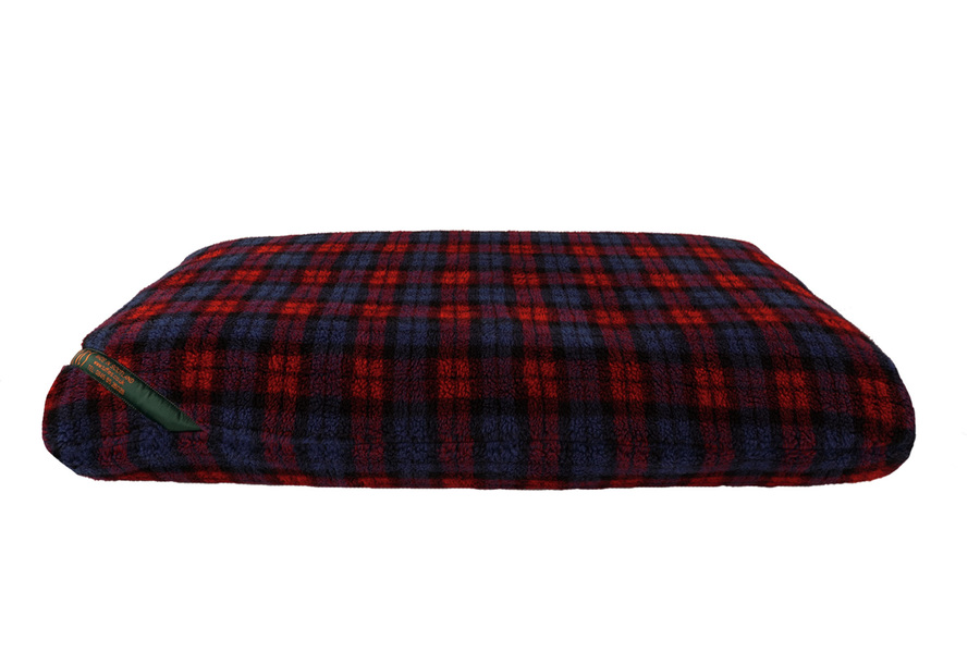 Red Tartan Luxury Fleece Optional Washable Dog Bed Cover Side View