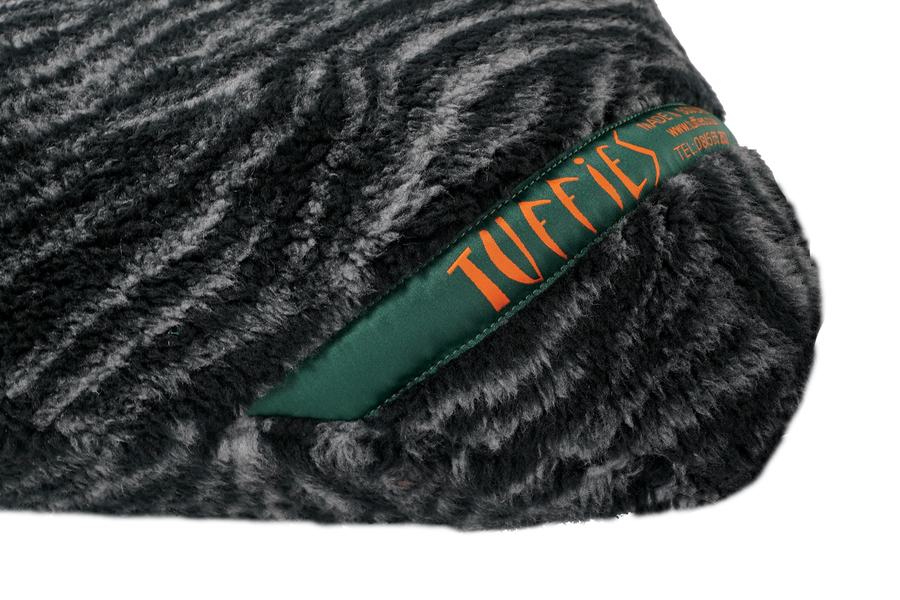 Zebra Print Luxury Fleece Optional Washable Dog Bed Cover Corner View