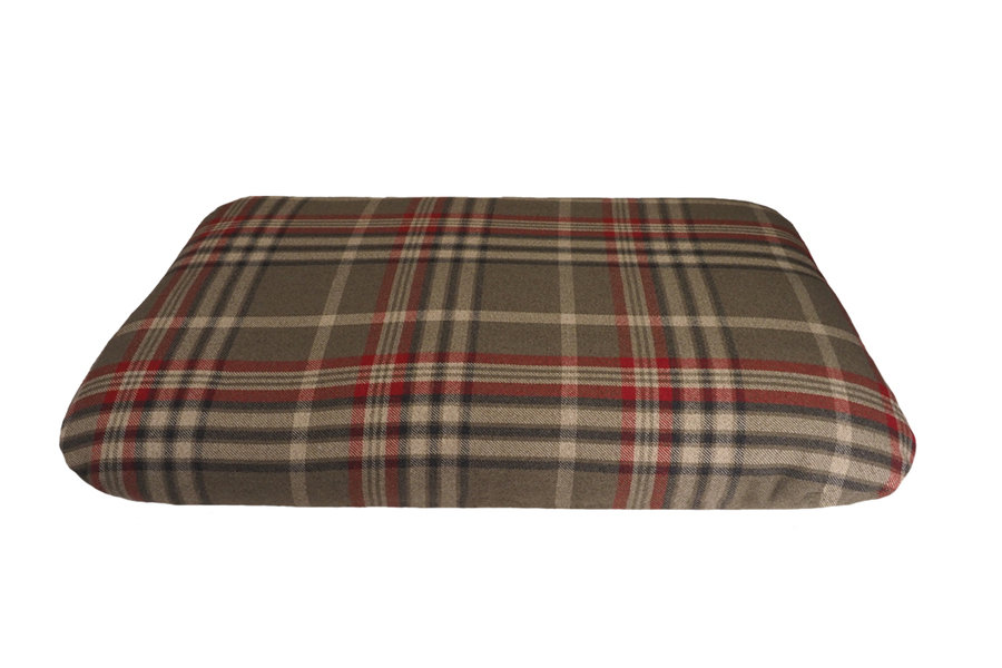Winter Shade Optional Washable Highland Tartan Mattress Dog Bed Cover Tilted View