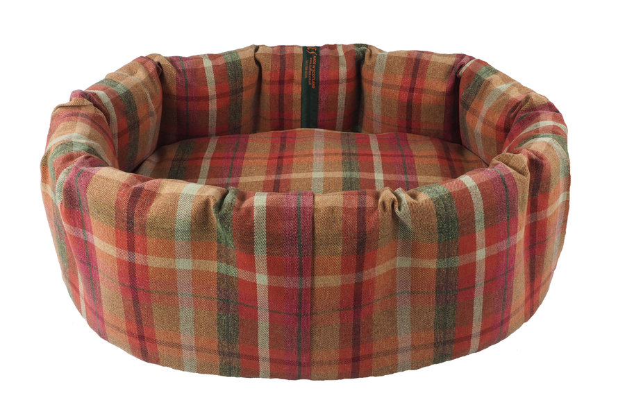 Rose Optional Washable Two Part Highland Tartan Nest Dog Bed Cover Side View