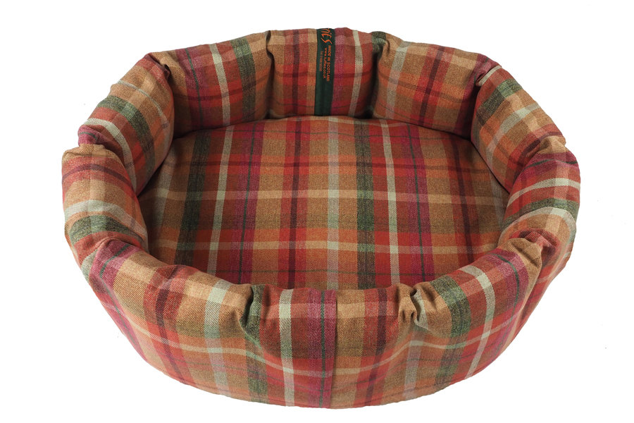 Rose Optional Washable Two Part Highland Tartan Nest Dog Bed Cover Above View
