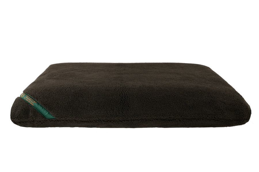 Brown Luxury Fleece Optional Washable Dog Bed Cover Side View