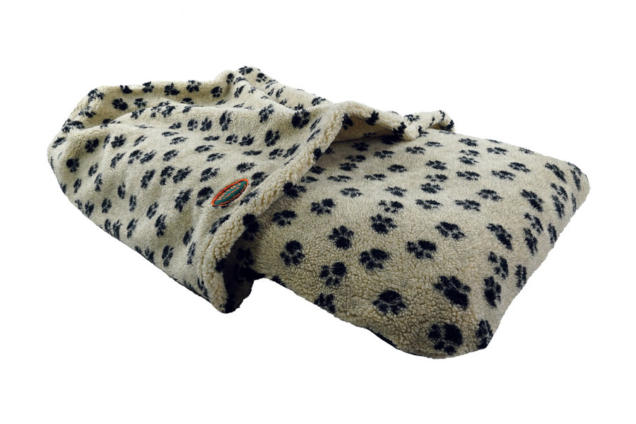 Paw Print Luxury Fleece Washable Tunnel cave Anti Anxiety Dog Bed Cover Side View