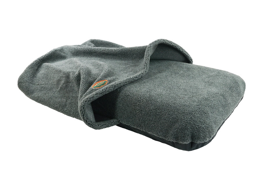 Grey Luxury Fleece Washable Tunnel Cave Anti Anxiety Dog Bed Cover Side View