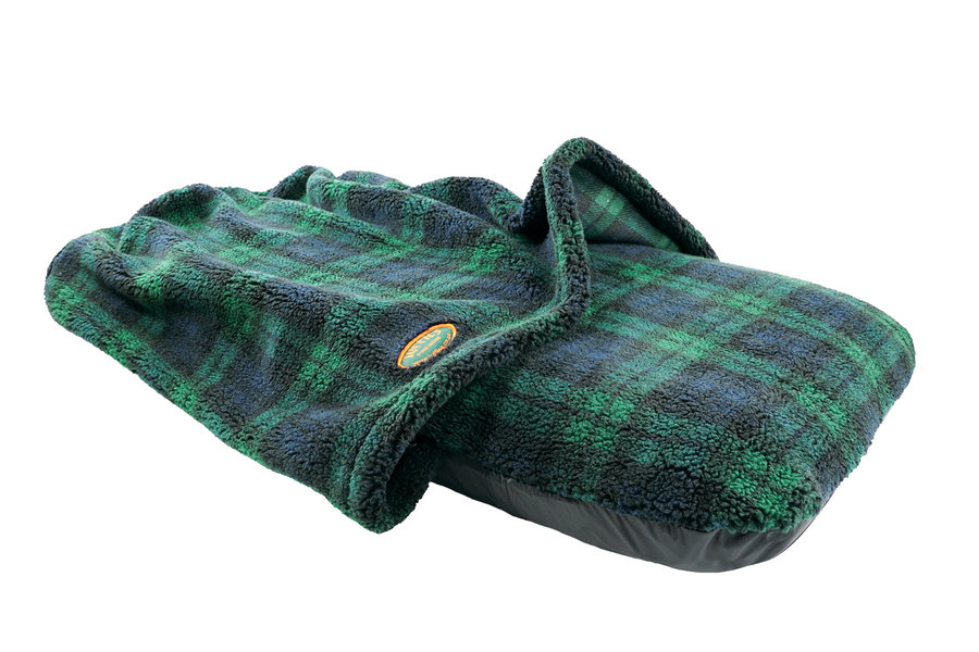 Black Watch Luxury Fleece Washable Tunnel Cave Anti Anxiety Dog Bed Cover Side View