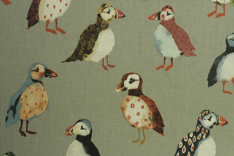 Puffin Print Cotton Twill Optional Washable Dog Bed Cover Colour Swatch