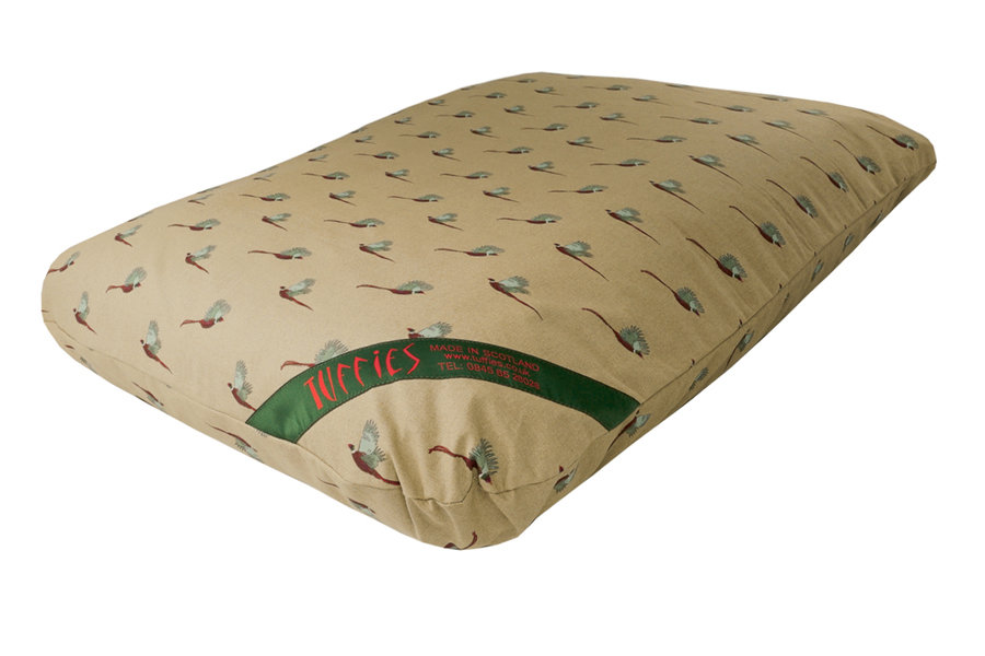 Pheasant Print Cotton Twill Optional Washable Dog Bed Cover Corner View