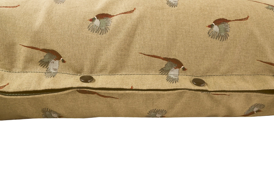 Pheasant Print Cotton Twill Optional Washable Dog Bed Cover End View