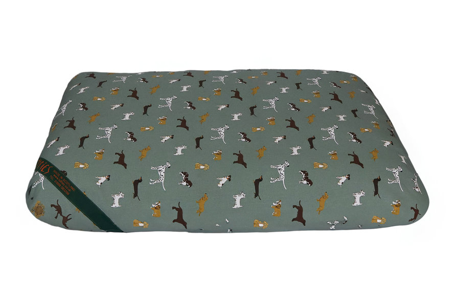 Fetch Print Cotton Twill Optional Washable Dog Bed Cover Side View