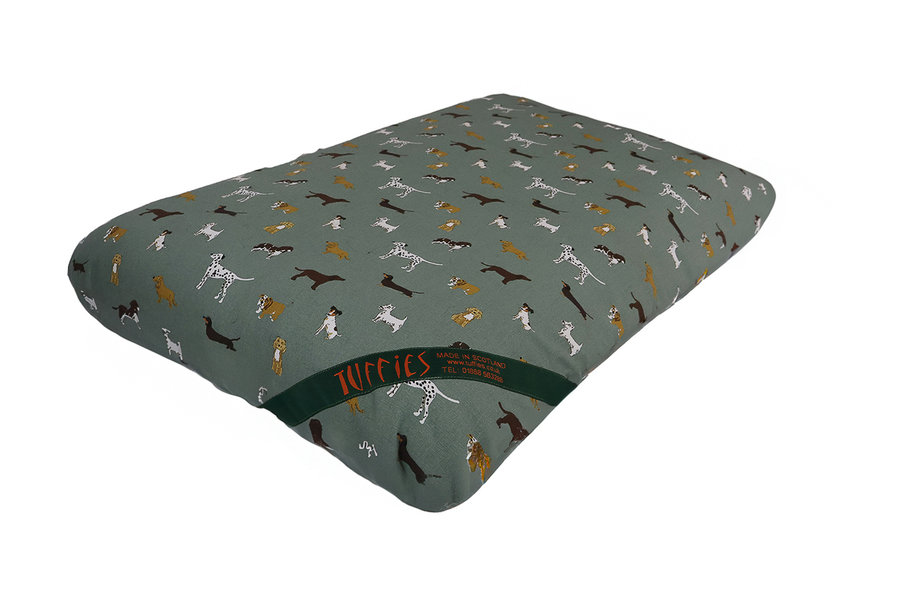 Fetch Print Cotton Twill Optional Washable Dog Bed Cover Corner View
