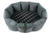 Grey Durasoft Waterproof Orthopaedic Nest Dog Bed With Grey Check Luxury Fleece Tilted View