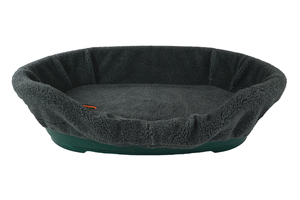 Grey Luxury Fleece Washable Plastic Dog Bed Liner Front View