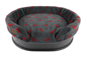 red Swift Washable Raised Dog Bed With Luxury Fleece Liner Front View