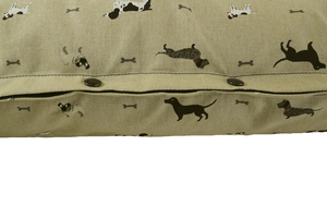 Original Dog Print Cotton Twill Optional Washable Dog Bed Cover End View