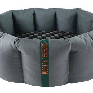 Grey Durasoft Waterproof Orthopaedic Nest Dog Bed With Grey Check Luxury Fleece Side View