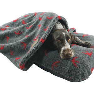 Red Swift Luxury Fleece Washable Tunnel Cave Anti Anxiety Dog Bed Cover Lifestyle German Pointer