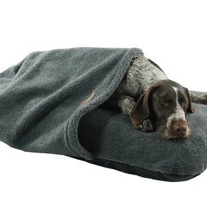 Grey Luxury Fleece Washable Tunnel Cave Anti Anxiety Dog Bed Cover Lifestyle German Pointer