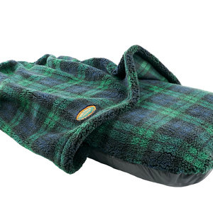Black Watch Luxury Fleece Washable Tunnel Cave Anti Anxiety Dog Bed Cover Side View