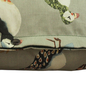 Puffin Print Cotton Twill Optional Washable Dog Bed Cover End View