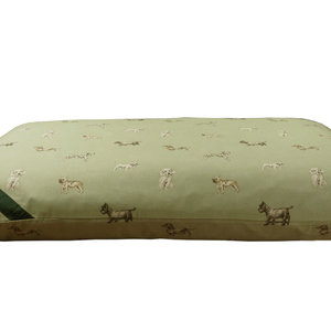 Sage Dog Print Cotton Twill Optional Washable Dog Bed Cover Side View