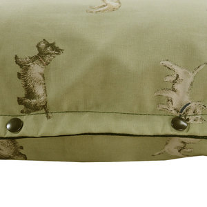 Sage Dog Print Cotton Twill Optional Washable Dog Bed Cover End View