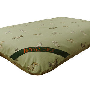 Sage Dog Print Cotton Twill Optional Washable Dog Bed Cover Corner View