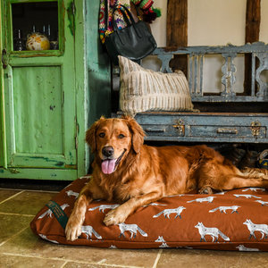 Rustic Fox Cotton Twill Optional Washable Dog Bed Cover Lifestyle Golden retriever
