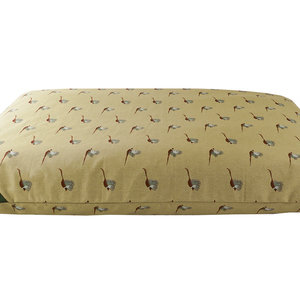 Pheasant Print Cotton Twill Optional Washable Dog Bed Cover Side View